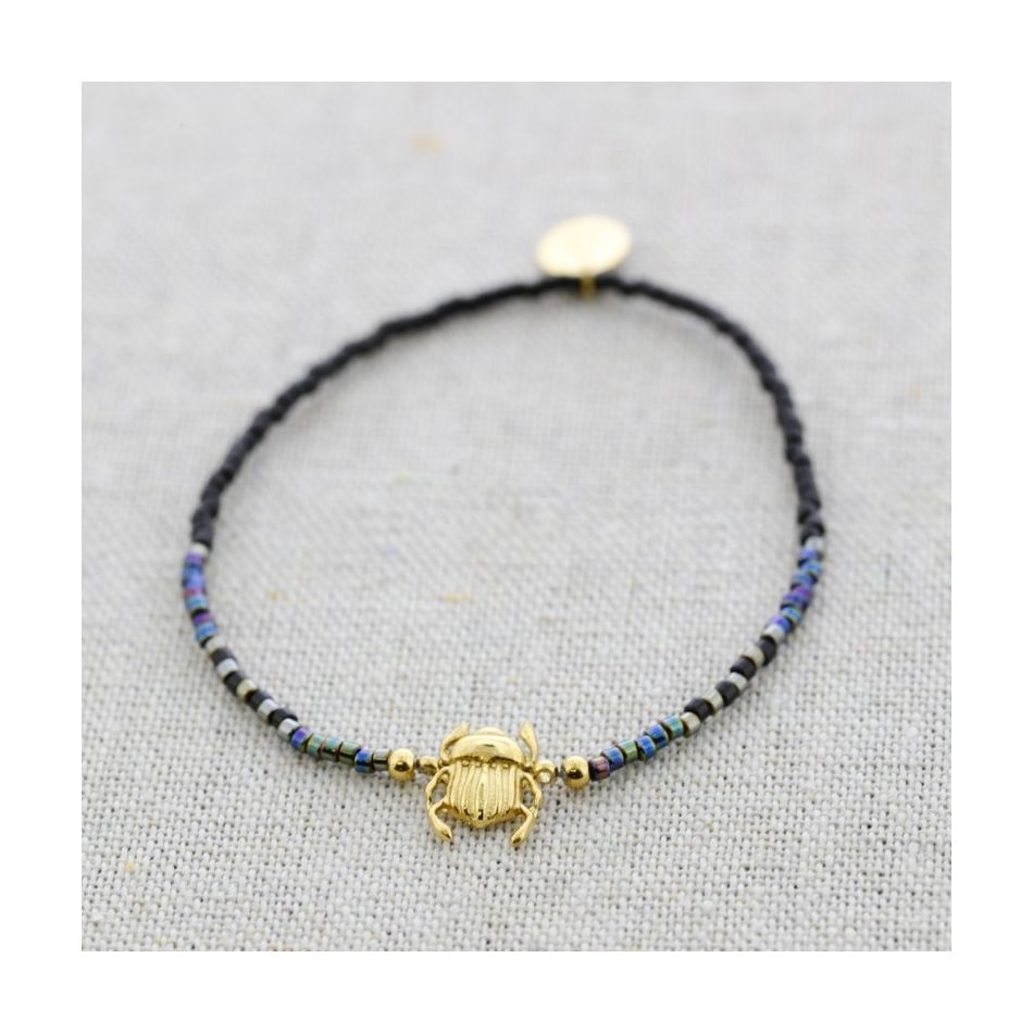 PULSERA ELÁSTICA ACERO CUENTAS MIYUKI INSECTO