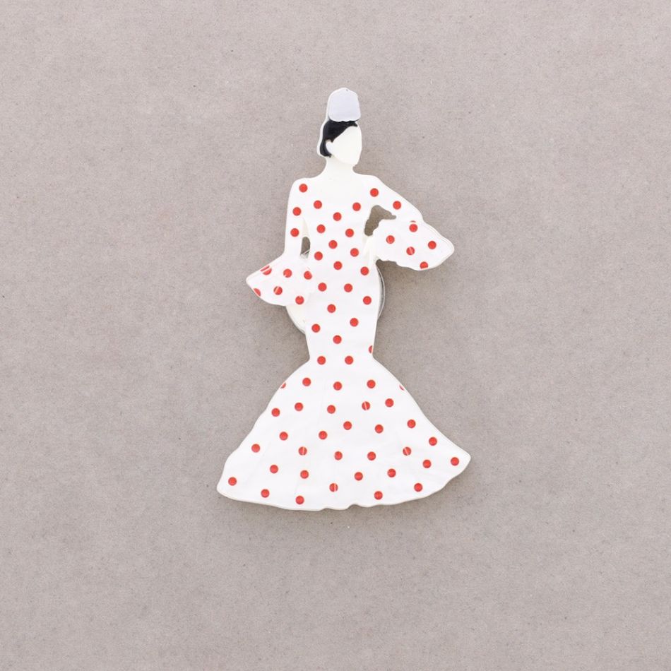 BROCHE IMÁN FLAMENCA LUNARES RESINA