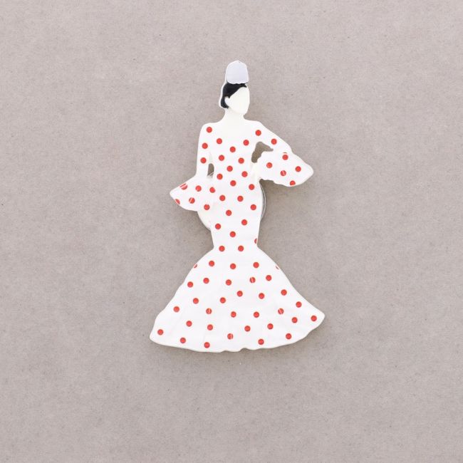 BROCHE IMÁN FLAMENCA LUNARES RESINA