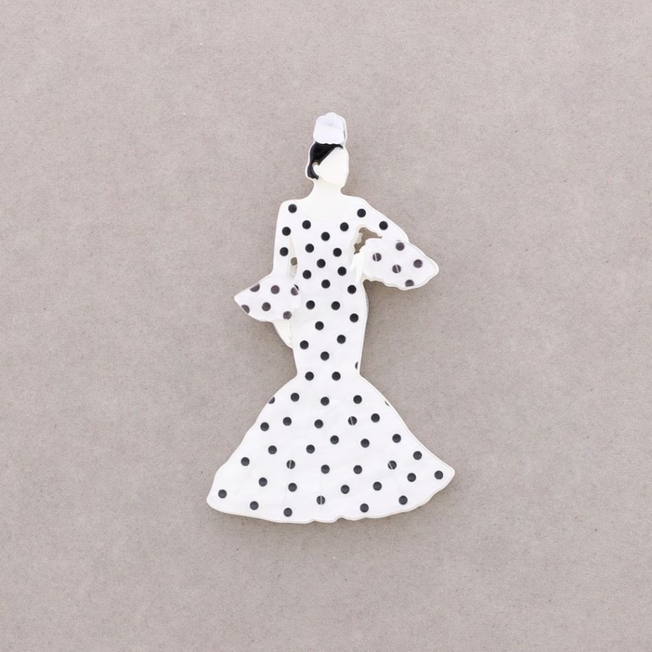 BROCHE IMÁN FLAMENCA LUNARES RESINA