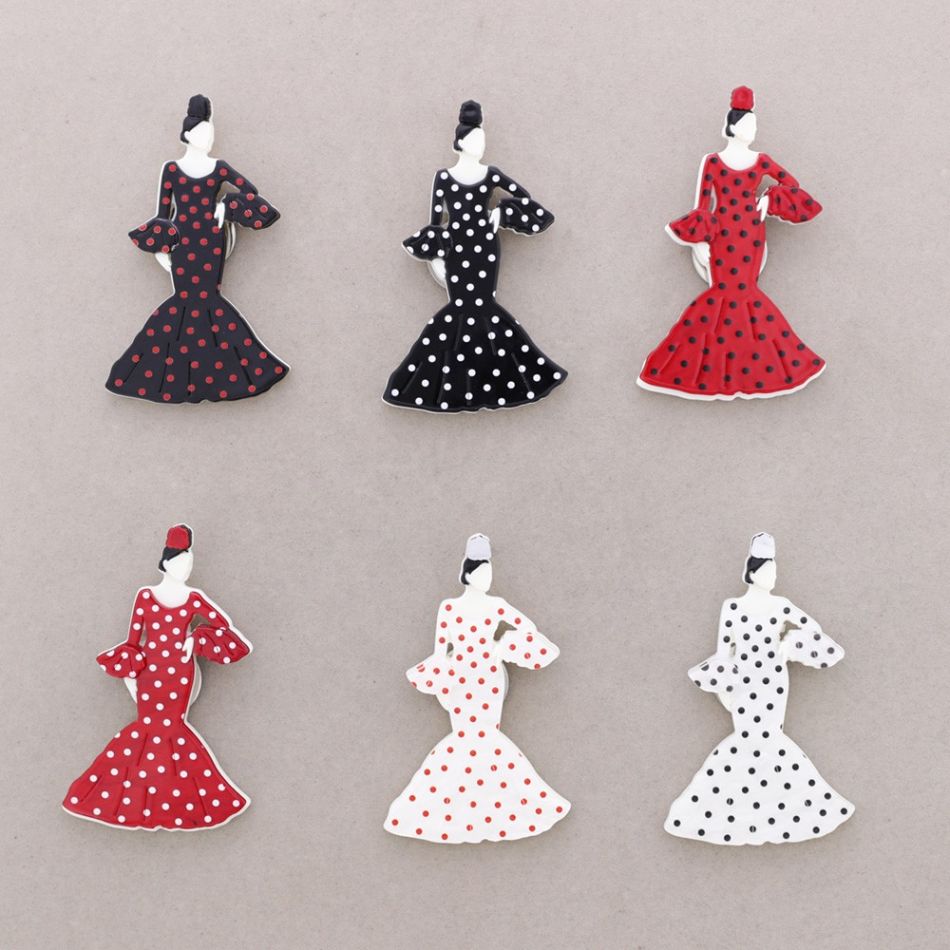 BROCHE IMÁN FLAMENCA LUNARES RESINA