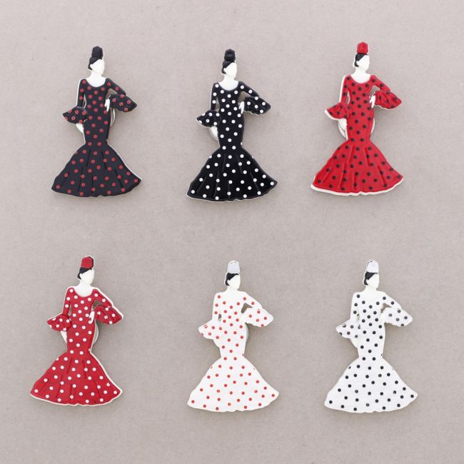 BROCHE IMÁN FLAMENCA LUNARES RESINA