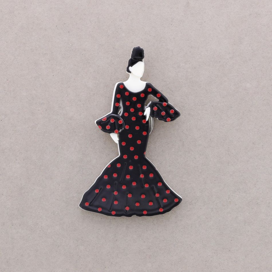 BROCHE IMÁN FLAMENCA LUNARES RESINA