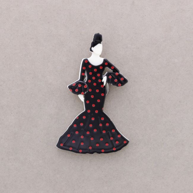BROCHE IMÁN FLAMENCA LUNARES RESINA