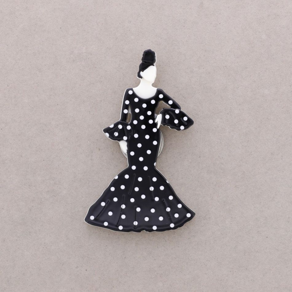 FLAMENCO DANCER MAGNETIC BROOCH WITH RESIN POLKA DOT
