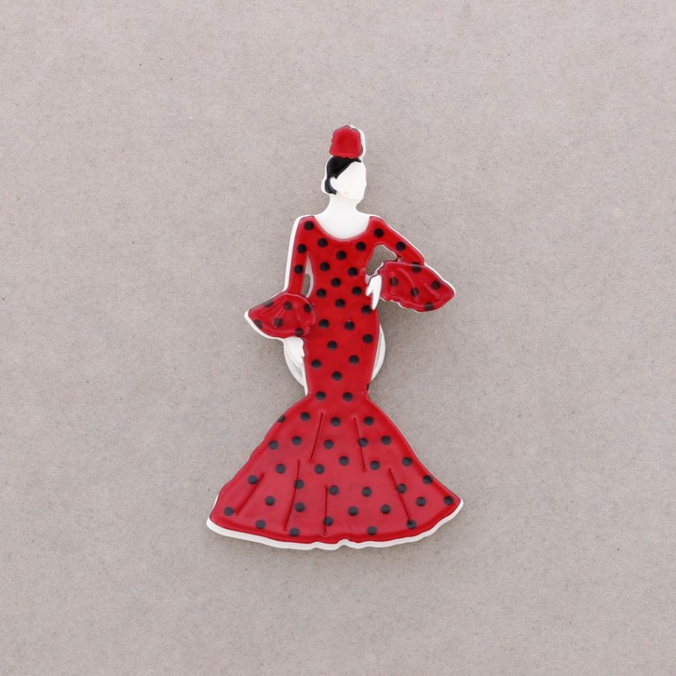 BROCHE IMÁN FLAMENCA LUNARES RESINA