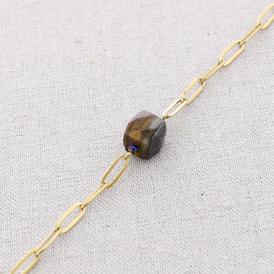 STONE LINKS STEEL SHORT NECKLACE