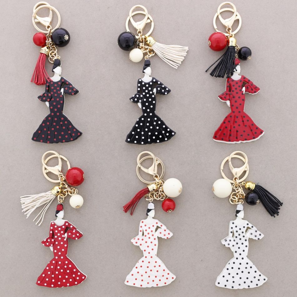 FLAMENCO KEYCHAIN WITH RESIN POLKA DOT