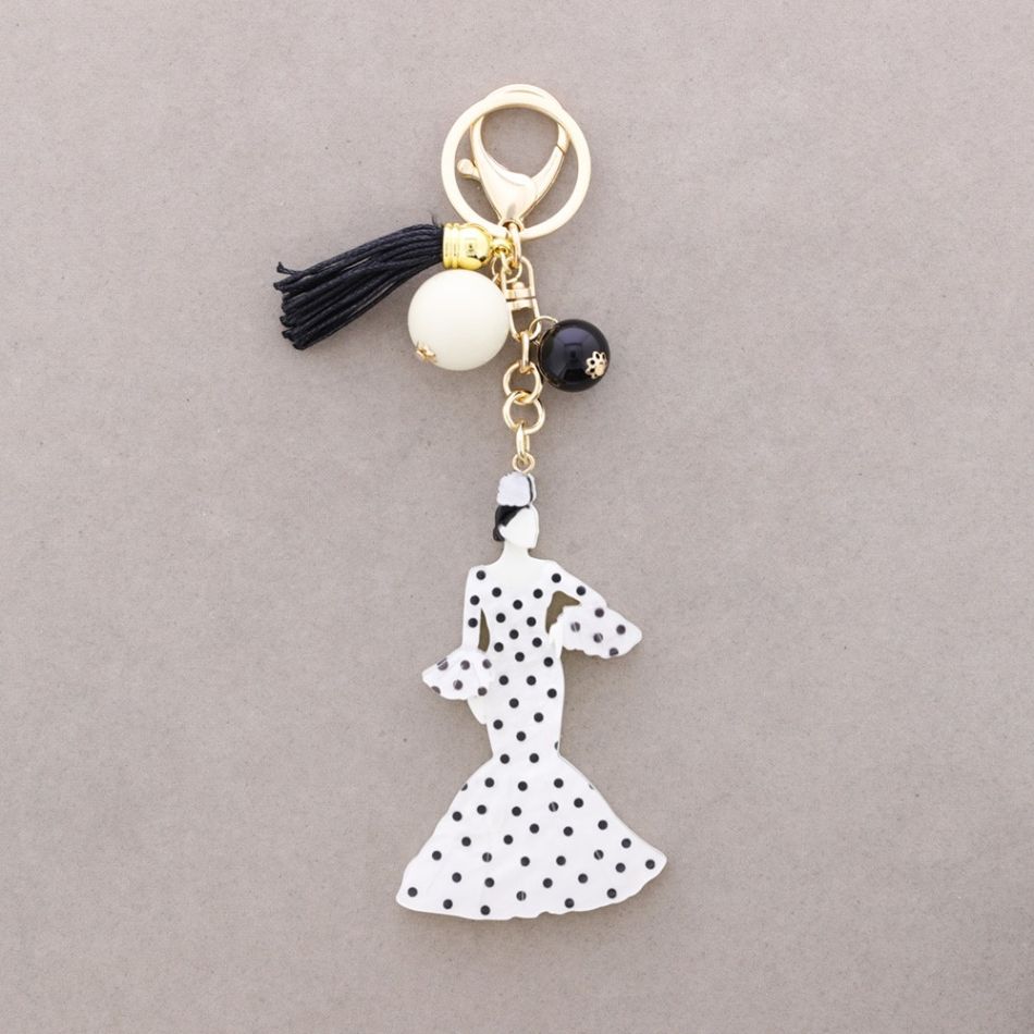 FLAMENCO KEYCHAIN WITH RESIN POLKA DOT