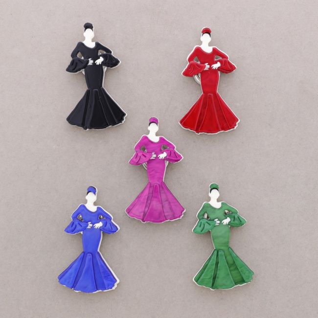 BROCHE IMÁN FLAMENCA RESINA