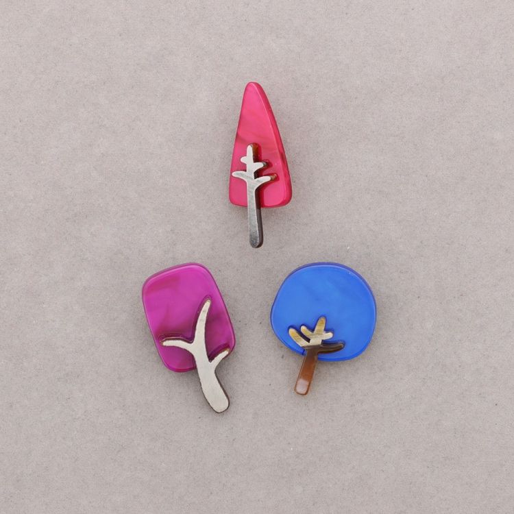 BROOCH SET OF 3 RESIN TREES 2