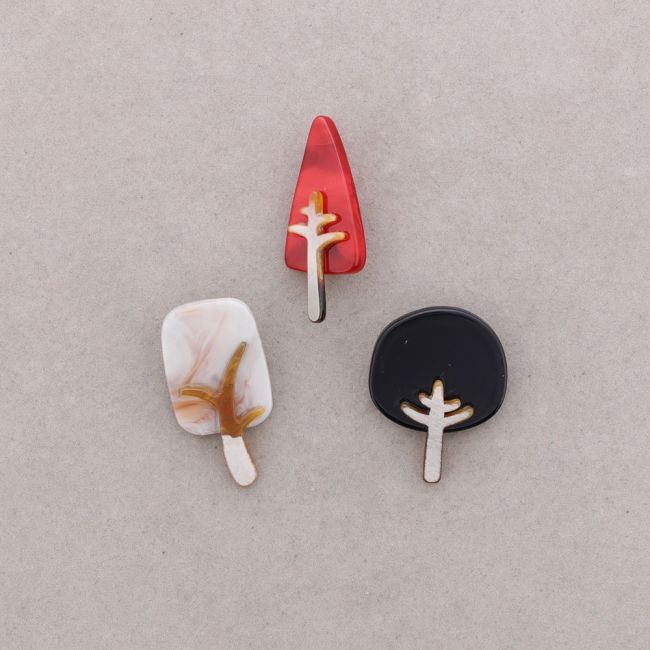 BROCHE SET 3 ARBOLES RESINA