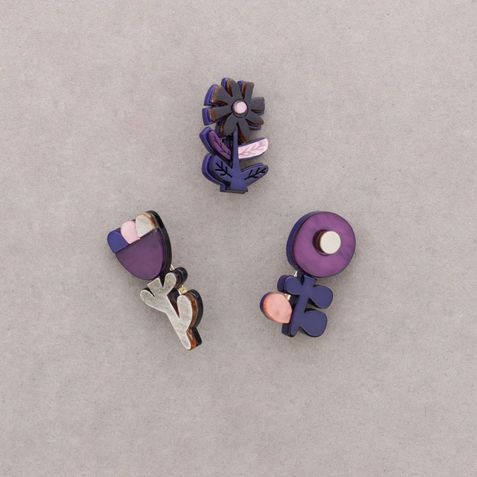 BROCHE SET 3 FLORES RESINA