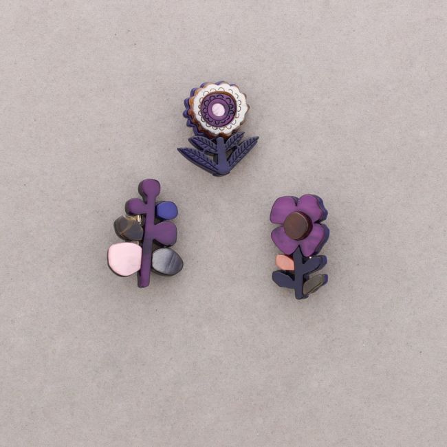 BROCHE SET 3 FLORES RESINA