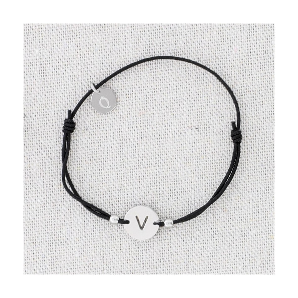 PULSERA ELÁSTICA ACERO LETRA V