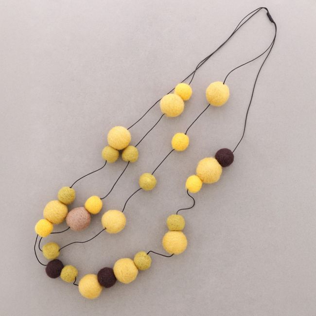 LONG DOUBLE ROW WOOL BALL NECKLACE