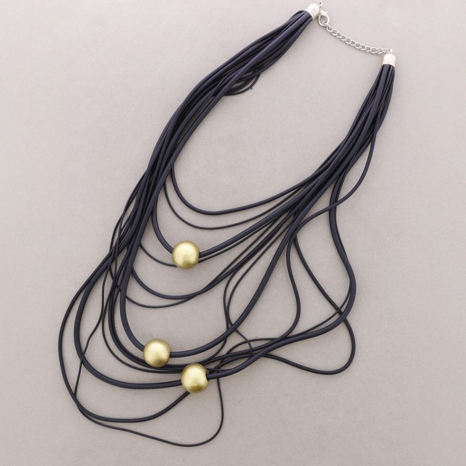 COLLAR LARGO MULTI FILAS CAUCHO BOLAS