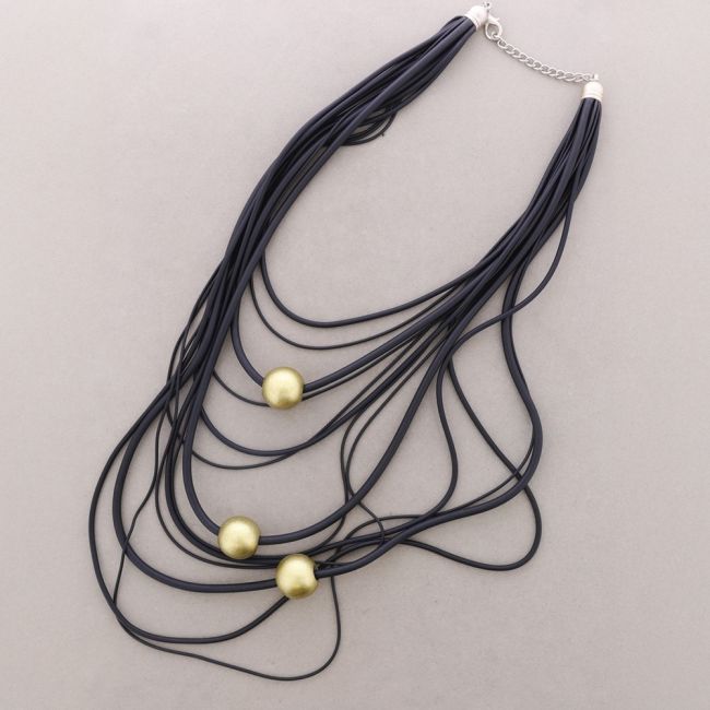 COLLAR LARGO MULTI FILAS CAUCHO BOLAS
