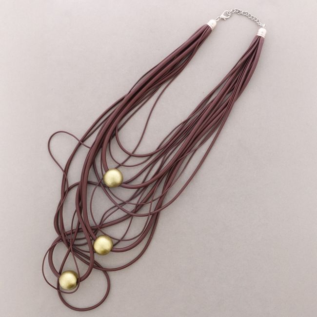 LONG MULTI-ROW RUBBER BALL NECKLACE