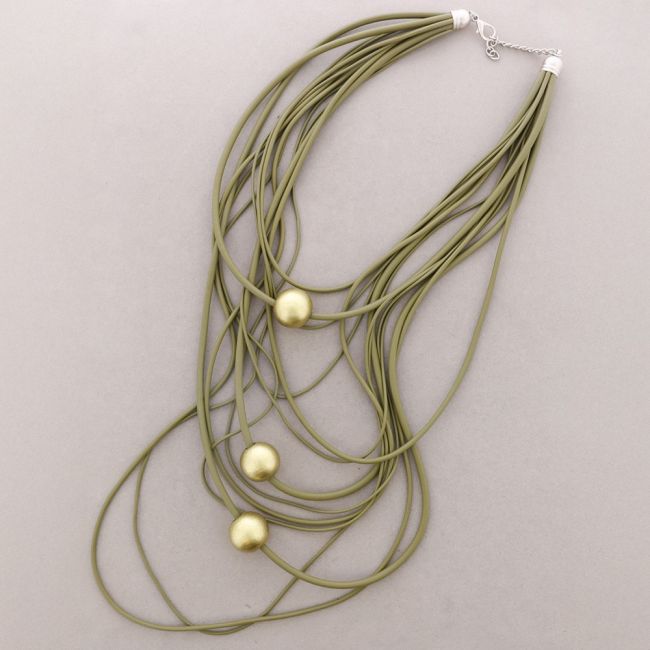 COLLAR LARGO MULTI FILAS CAUCHO BOLAS