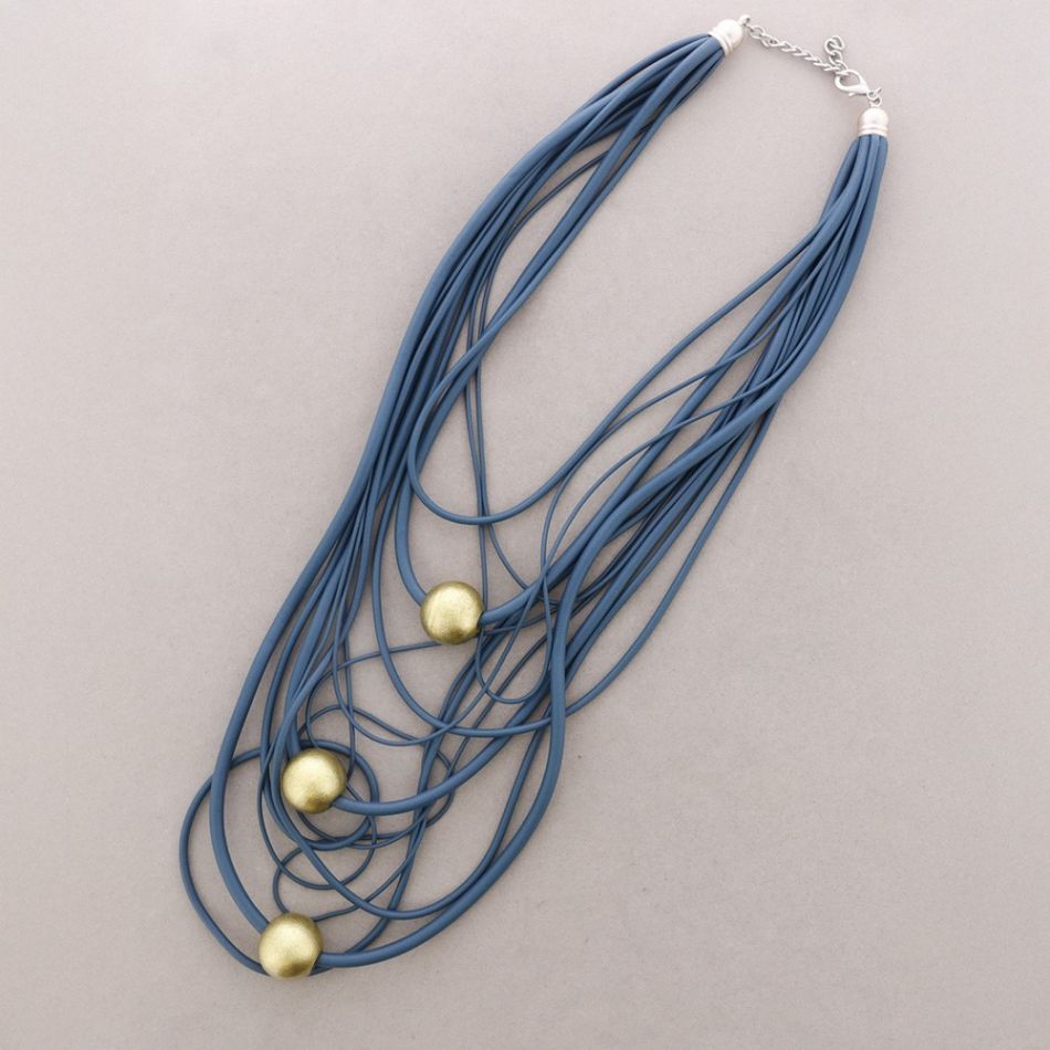 COLLAR LARGO MULTI FILAS CAUCHO BOLAS