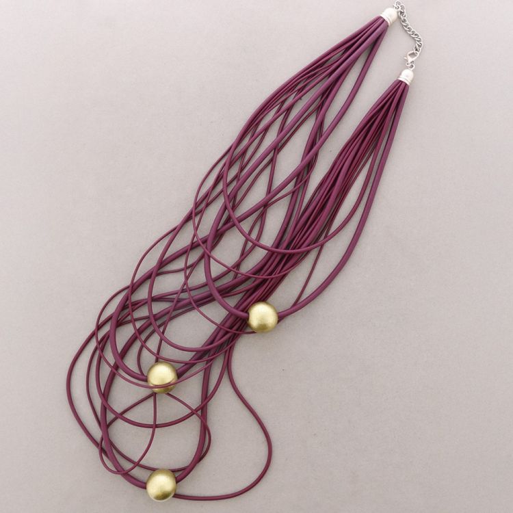 LONG MULTI-ROW RUBBER BALL NECKLACE 2