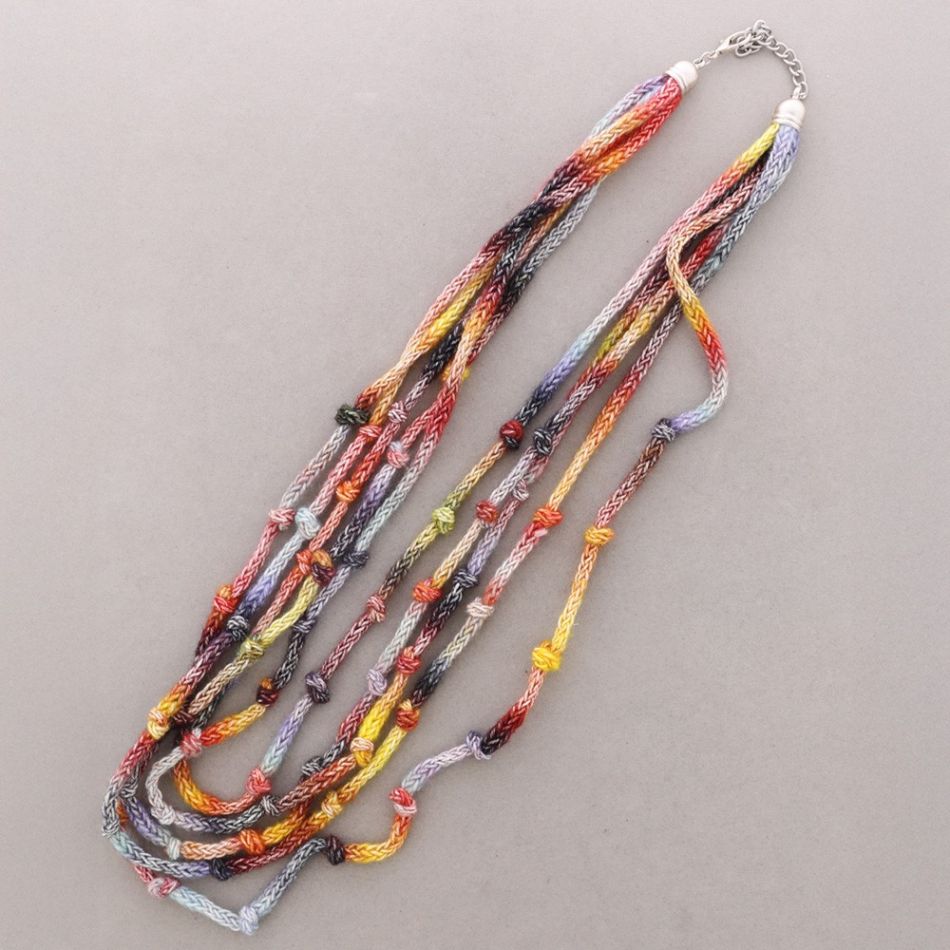 LONG MULTI-STRAP KNOTTED COTTON NECKLACE