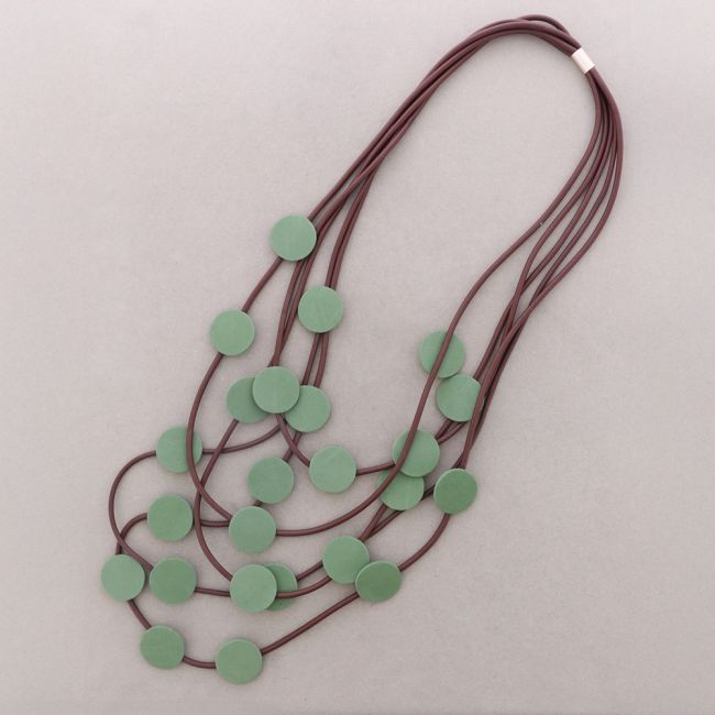 LONG MULTI-STRIP RUBBER NECKLACE WITH FOAMY MEDAL