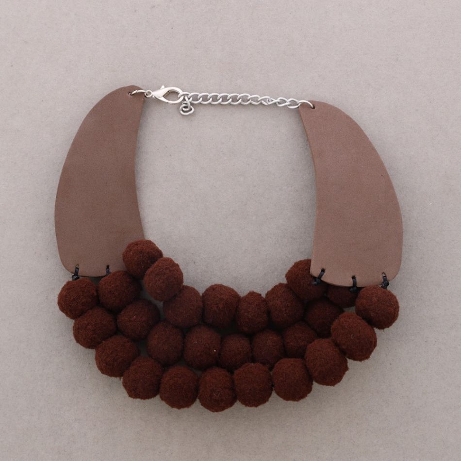 TRIPLE ROW POM POM NECKLACE
