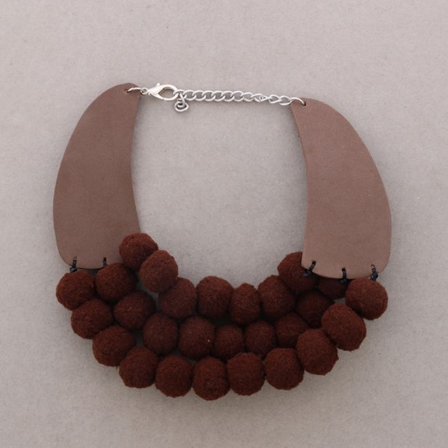 TRIPLE ROW POM POM NECKLACE