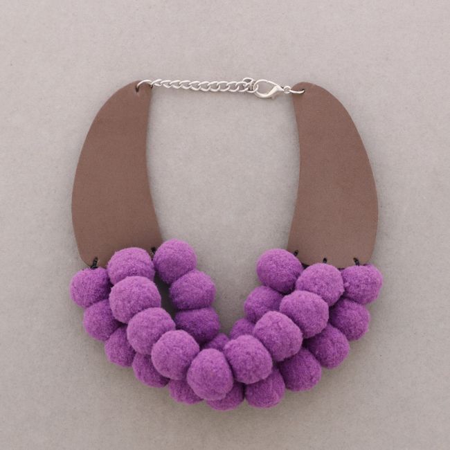 TRIPLE ROW POM POM NECKLACE