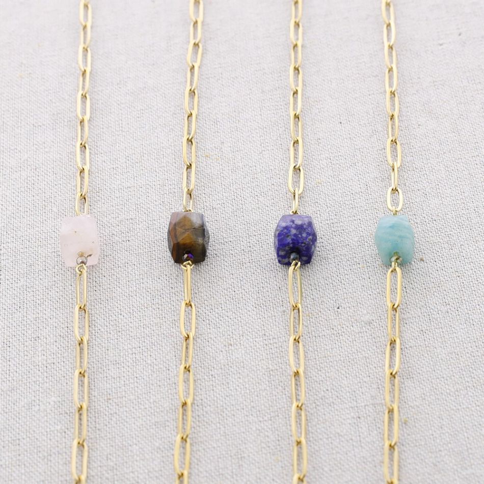 STONE LINKS STEEL SHORT NECKLACE