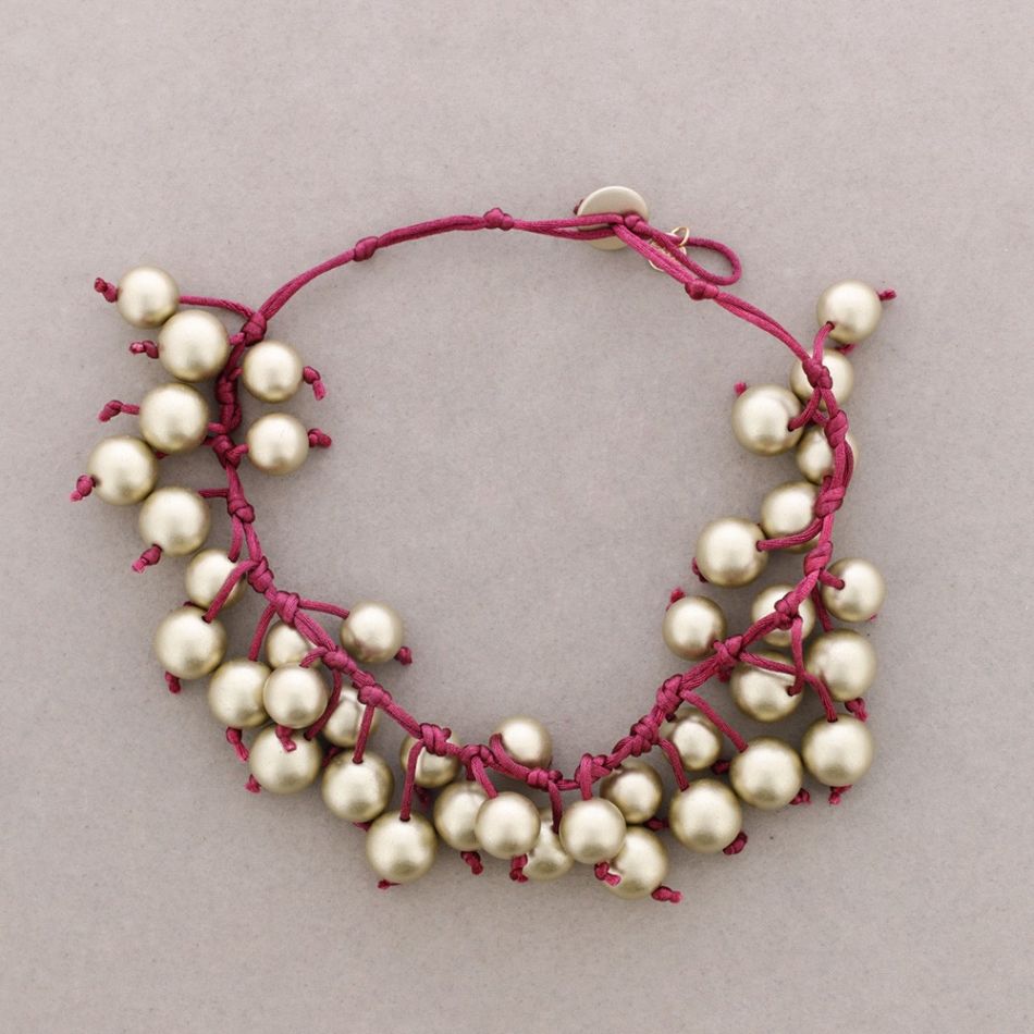 FRINGE CHOKER WITH BALLS AND METAL FINISH
