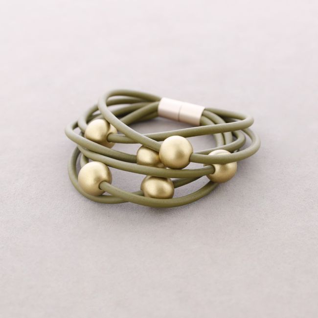 PULSERA 6 TIRAS CAUCHO BOLAS