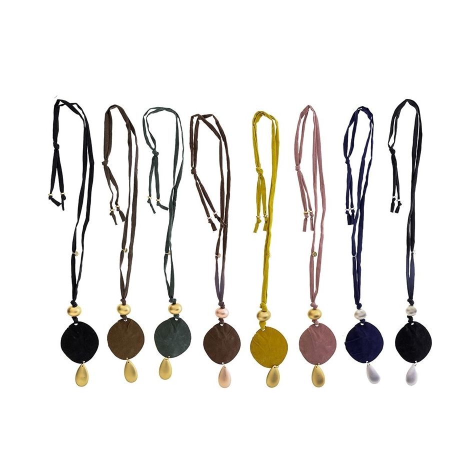 COLLAR LARGO TUBO LAZO COLGANTE MEDALLA GOTA