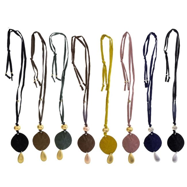 COLLAR LARGO TUBO LAZO COLGANTE MEDALLA GOTA