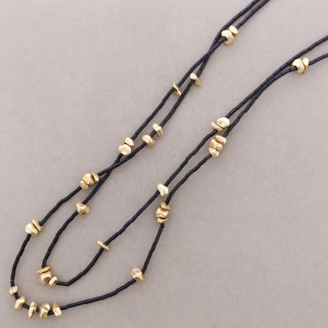 COLLAR LARGO DOBLE CUENTAS TUBITOS RESINA