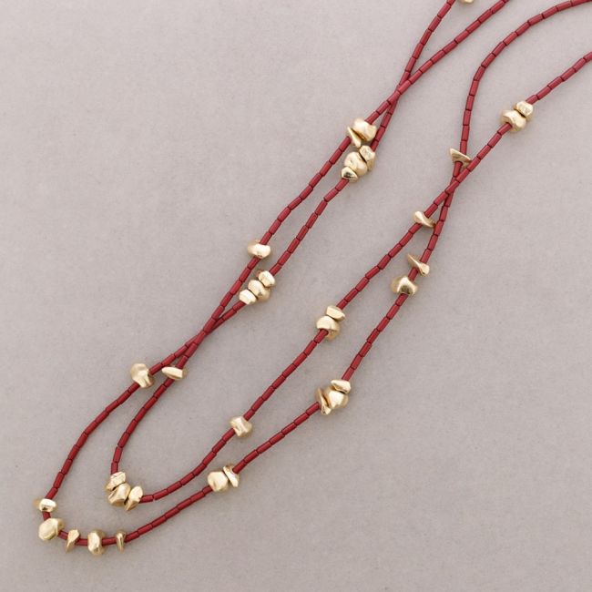 COLLAR LARGO DOBLE CUENTAS TUBITOS RESINA