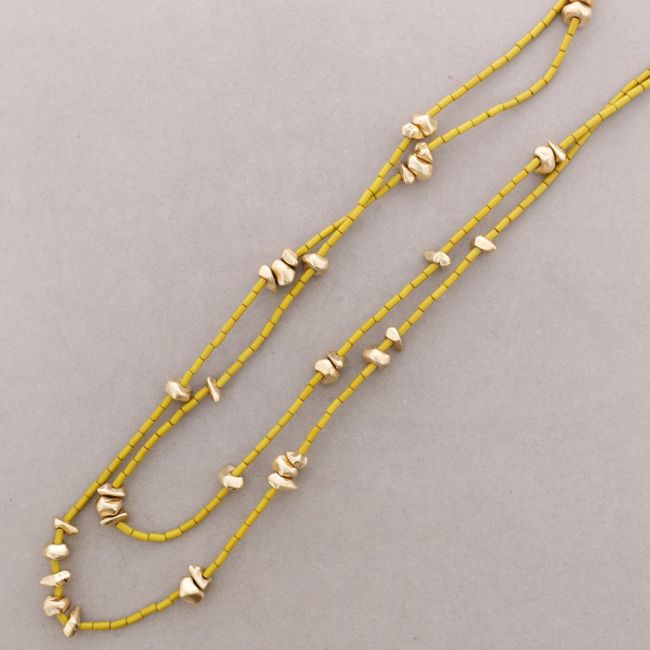 COLLAR LARGO DOBLE CUENTAS TUBITOS RESINA