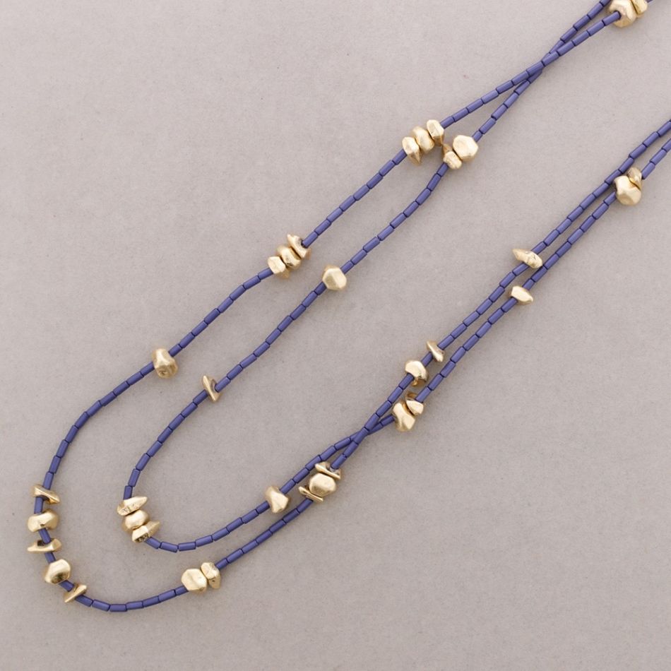 COLLAR LARGO DOBLE CUENTAS TUBITOS RESINA