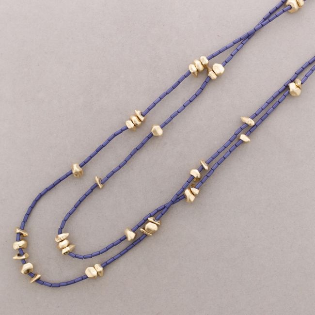 COLLAR LARGO DOBLE CUENTAS TUBITOS RESINA