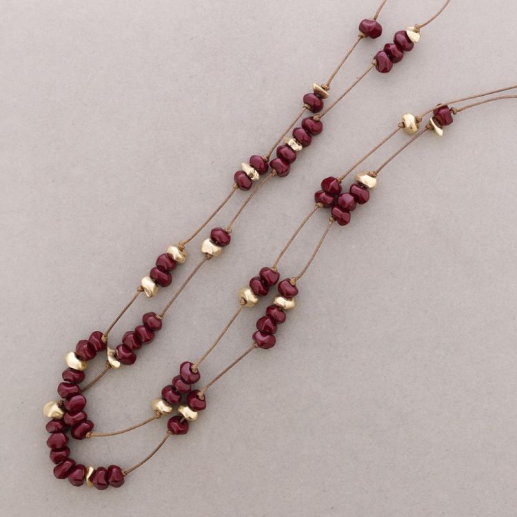 COLLAR LARGO DOBLE CUENTAS RESINA METAL 2