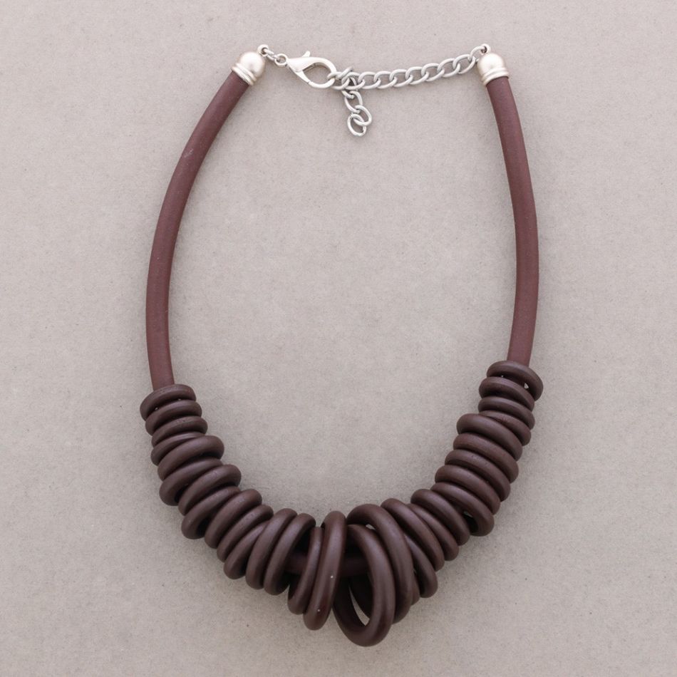 RUBBER WOOD EARRINGS CHOKER