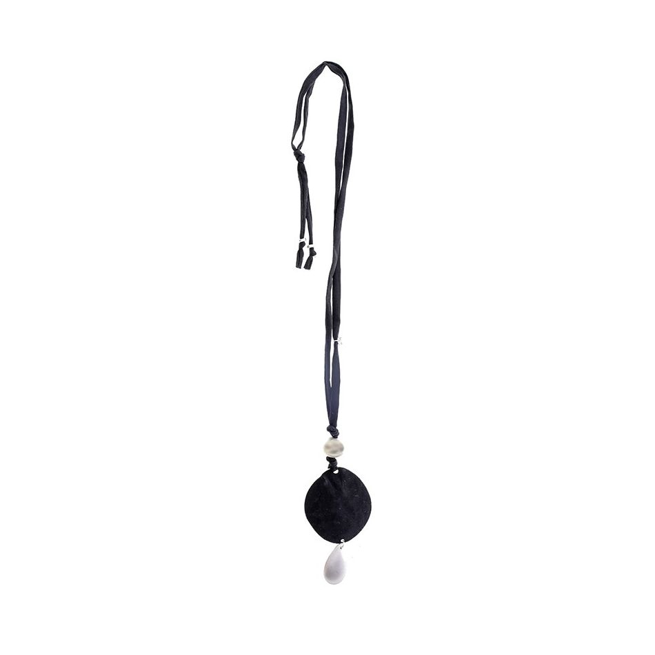 COLLAR LARGO TUBO LAZO COLGANTE MEDALLA GOTA