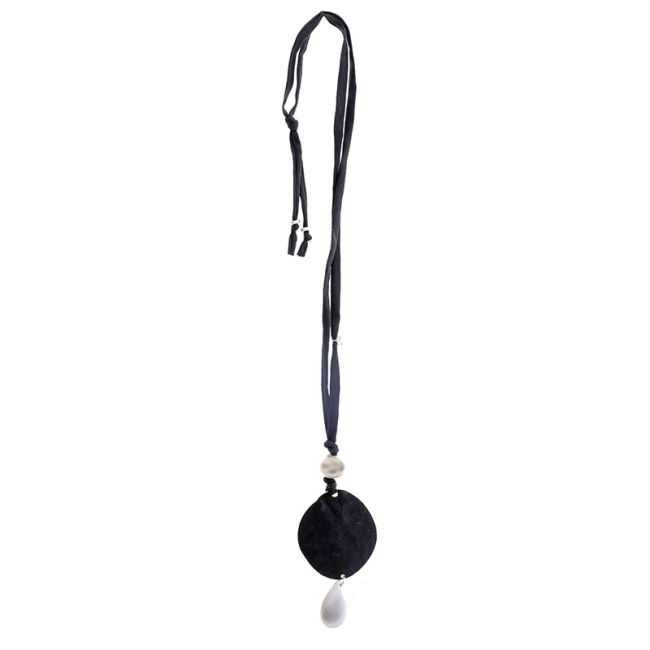 COLLAR LARGO TUBO LAZO COLGANTE MEDALLA GOTA