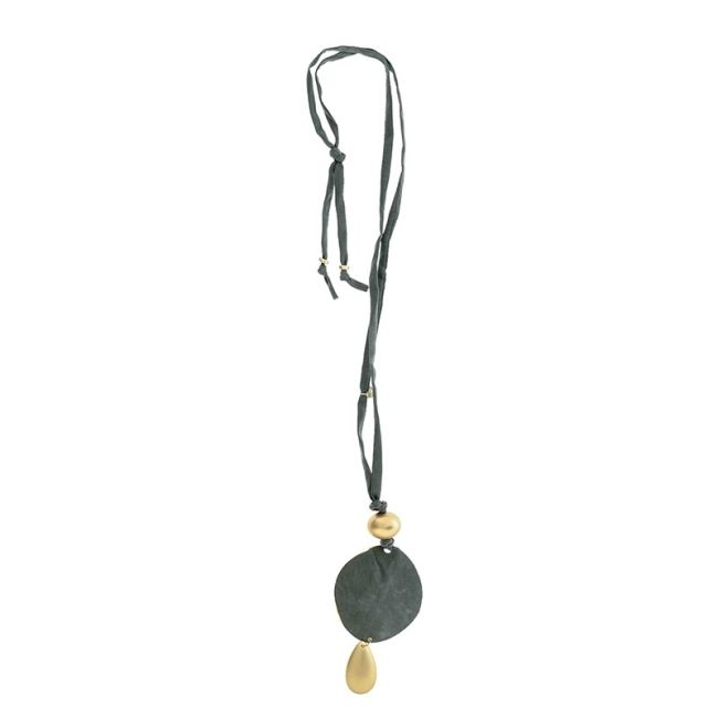 COLLAR LARGO TUBO LAZO COLGANTE MEDALLA GOTA