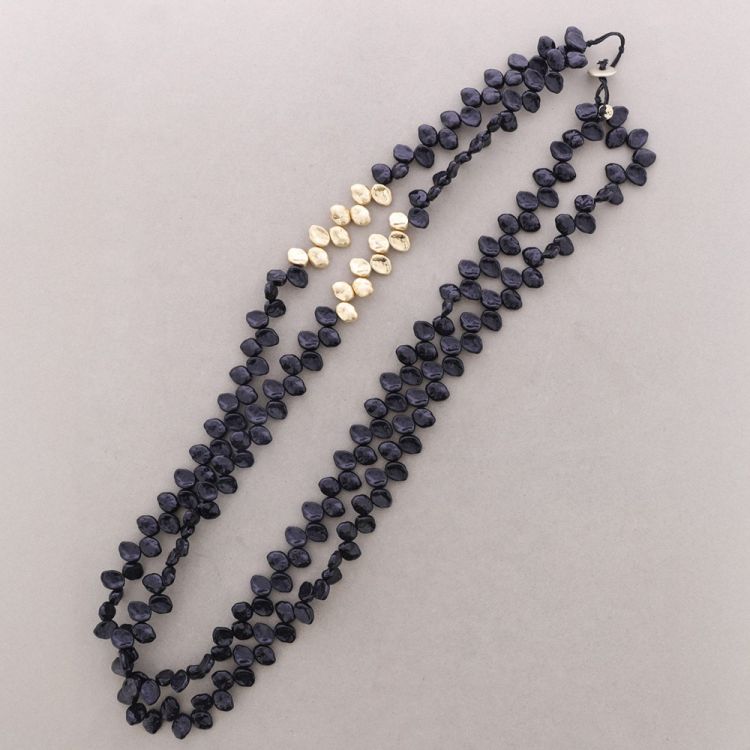 LONG DOUBLE METAL RESIN BEAD NECKLACE