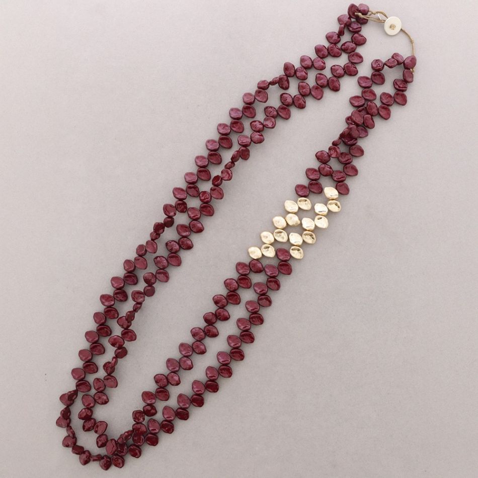 COLLAR LARGO DOBLE CUENTAS METAL RESINA