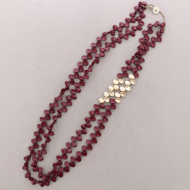 COLLAR LARGO DOBLE CUENTAS METAL RESINA