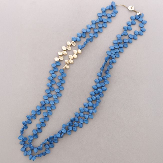 COLLAR LARGO DOBLE CUENTAS METAL RESINA